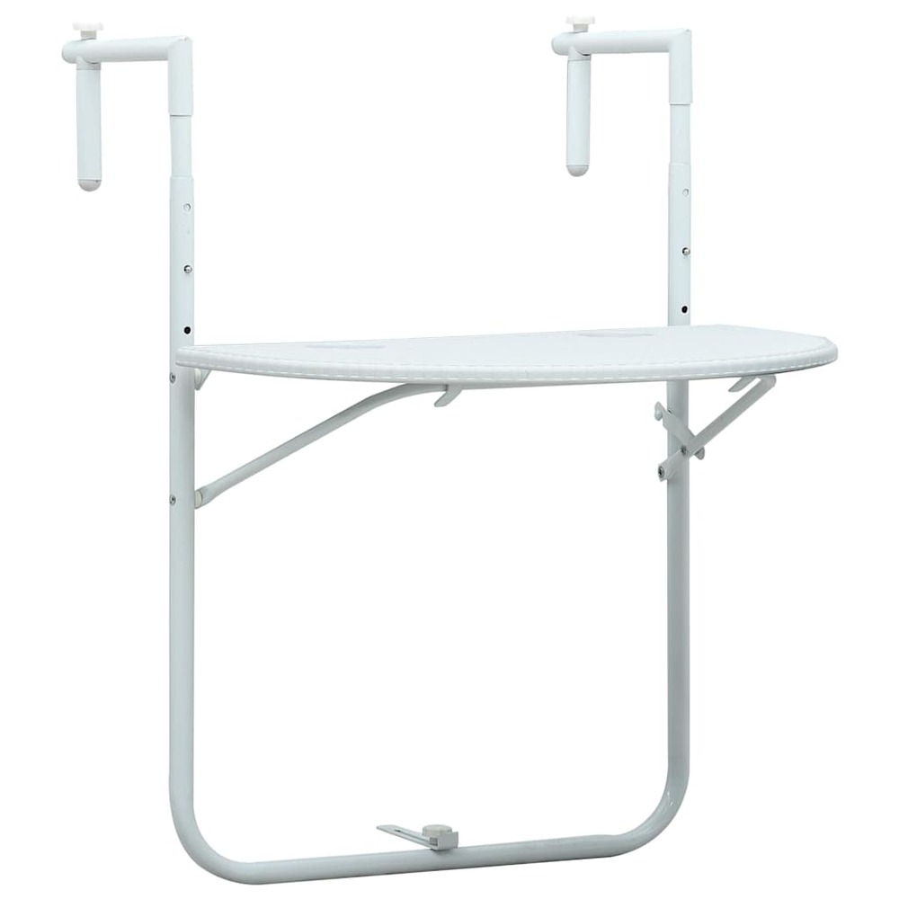 Table de balcon blanc 60x64x83,5 cm plastique aspect de rotin