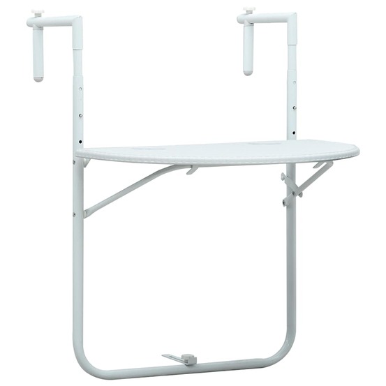 Table de balcon blanc 60x64x83,5 cm plastique aspect de rotin