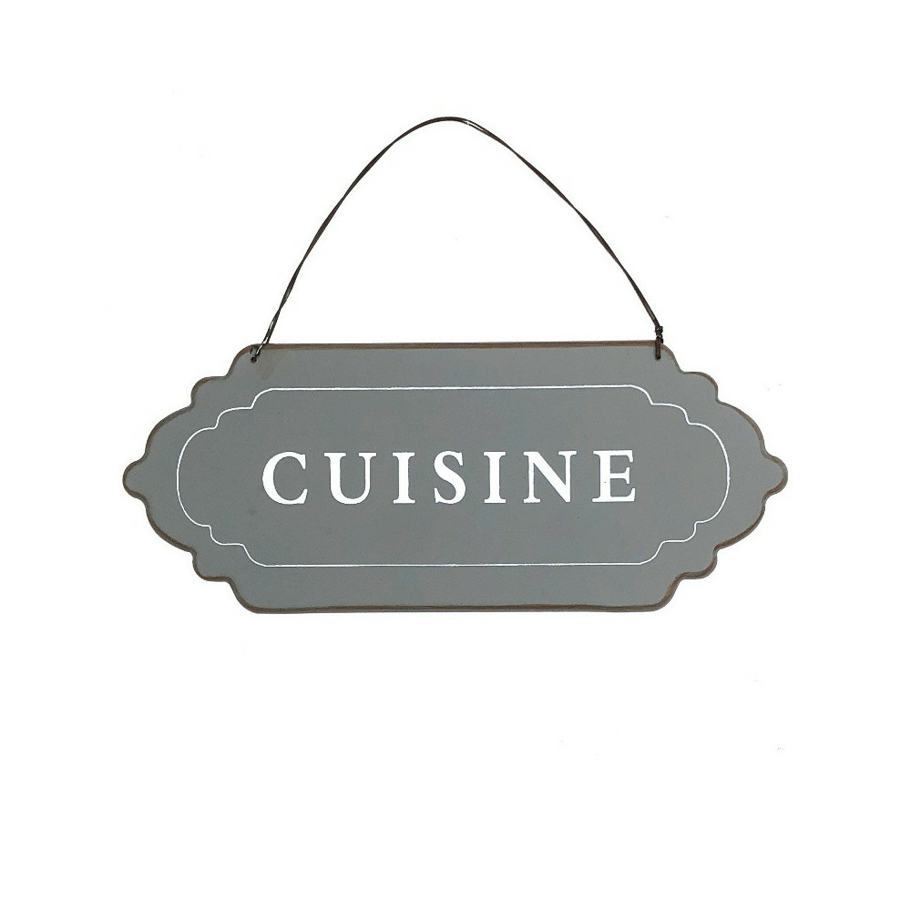 Plaque de porte décorative vintage cuisine fer gris 25 x 11 cm