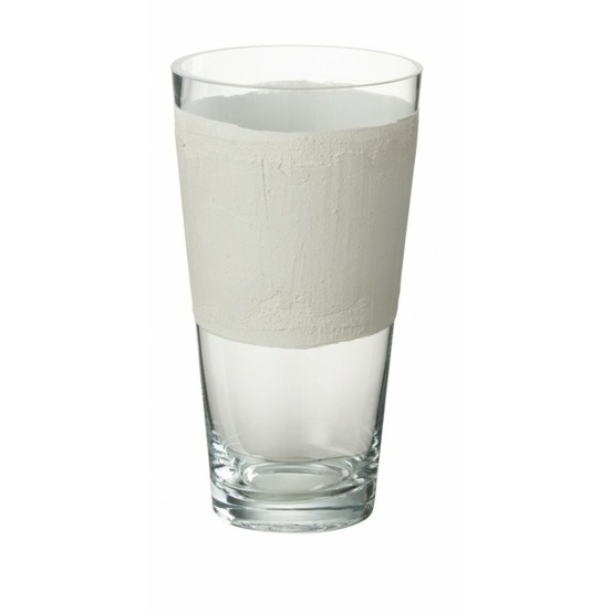 Vase avec ligne en verre blanc 14x14x25 cm