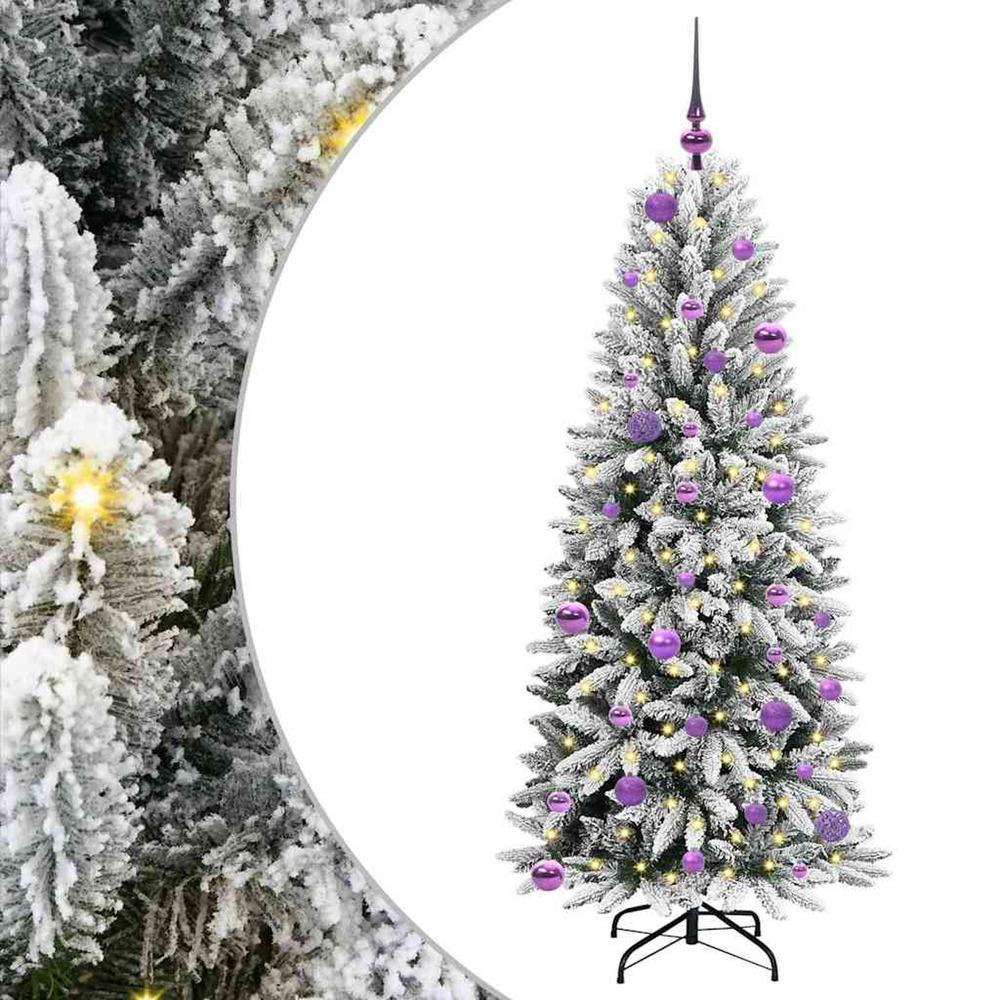 Sapin de noël artificiel avec 150 led avec support blanc 150 cm