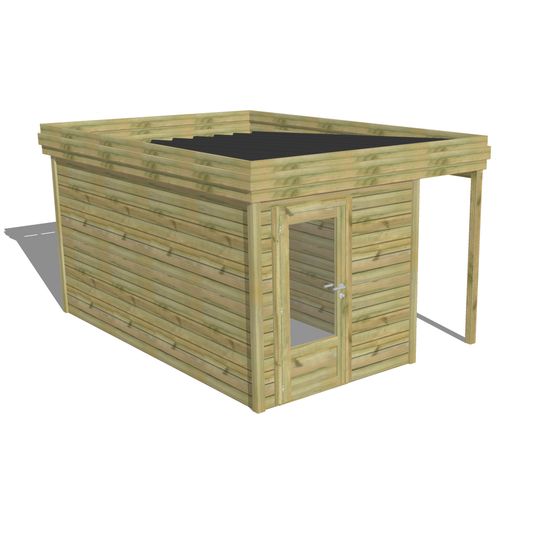 Abri de jardin bois pin traité autoclave 27mm - 3,14x4,34m / 14m2 - bac acier - abri français