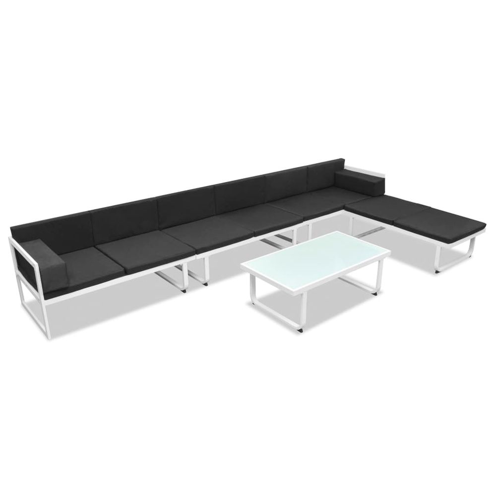 Salon de jardin 5 pcs textilène aluminium noir