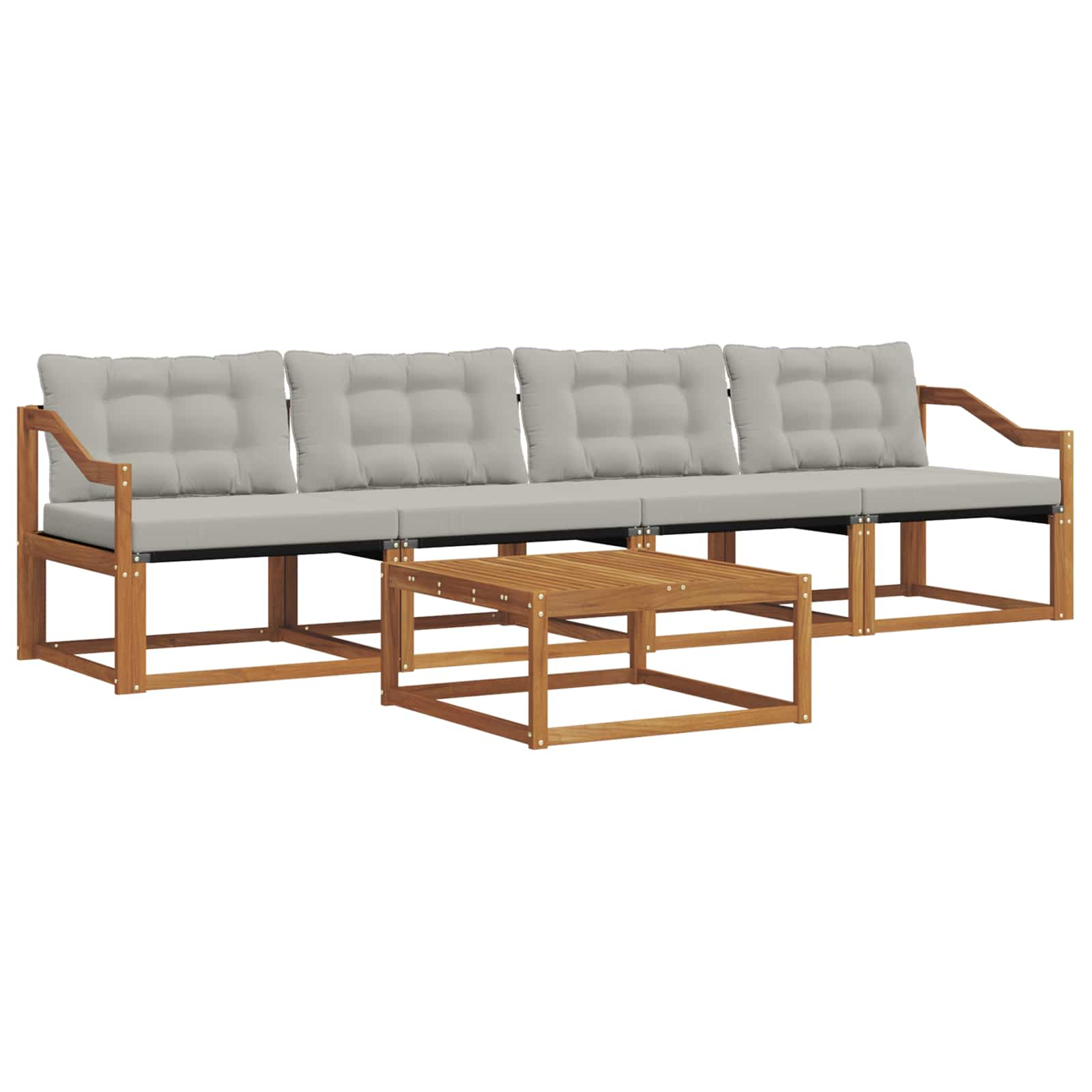 Ensemble de canapés d'extérieur 5 pcs gris naturel et clair