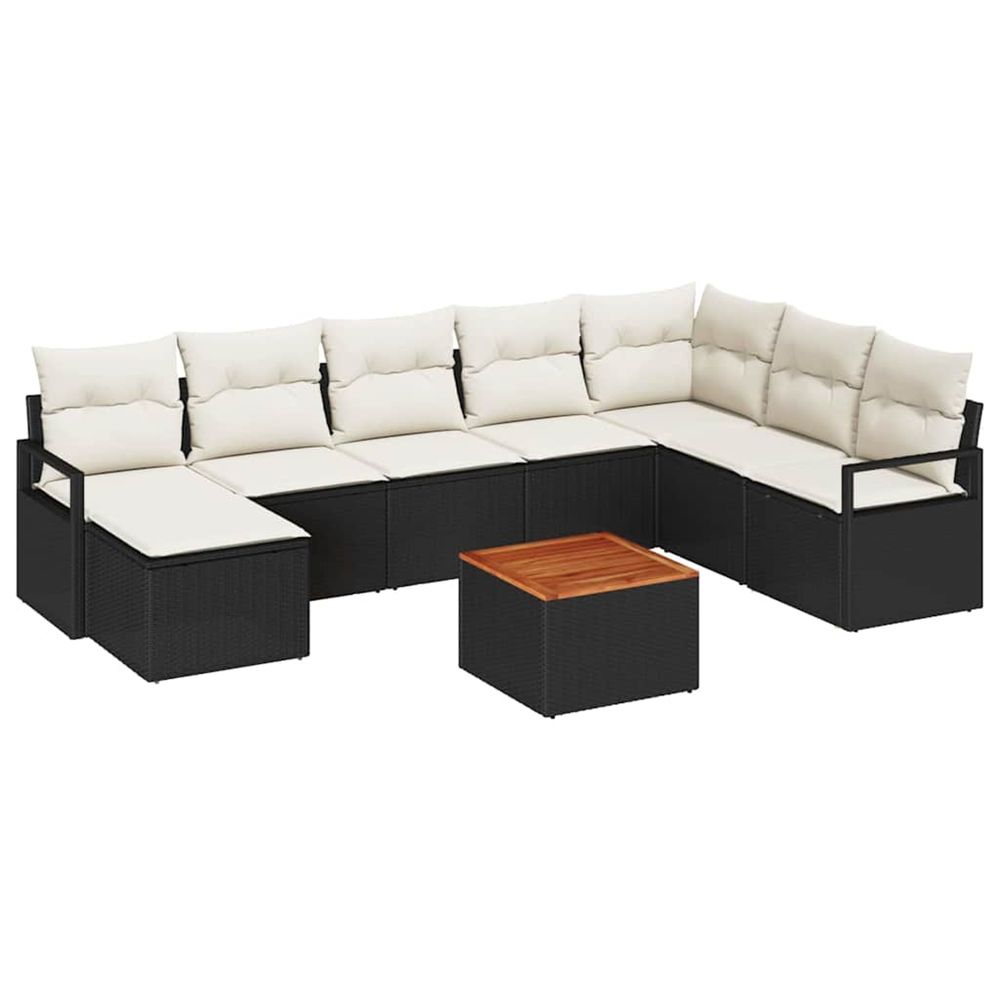 Ensemble de canapé de jardin 9 pc noir polyrotin