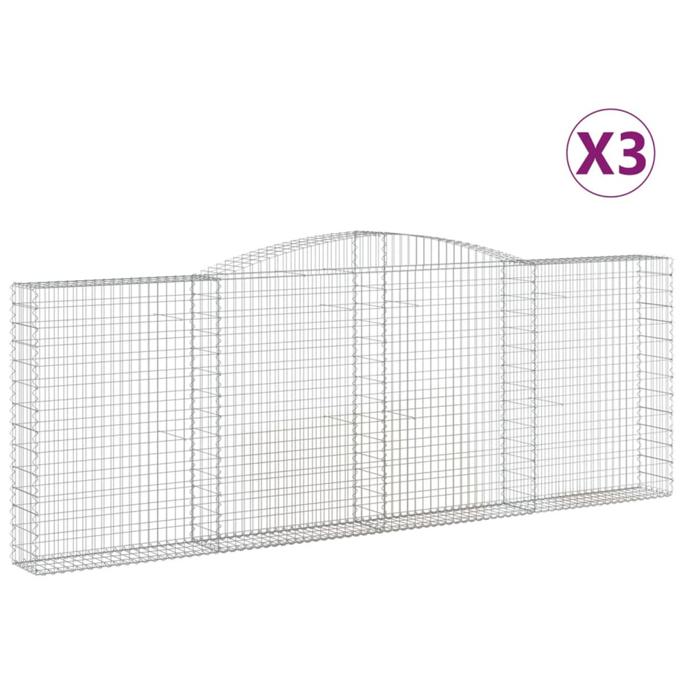 Paniers à gabions arqués 3 pcs 400x30x140/160 cm fer galvanisé
