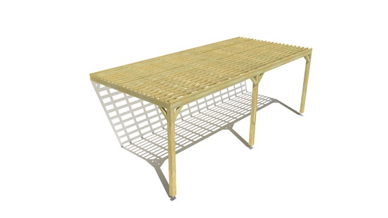 Pergola bois • 7m x 3m • adossée • sens profondeur • lattage bois • livraison comprise