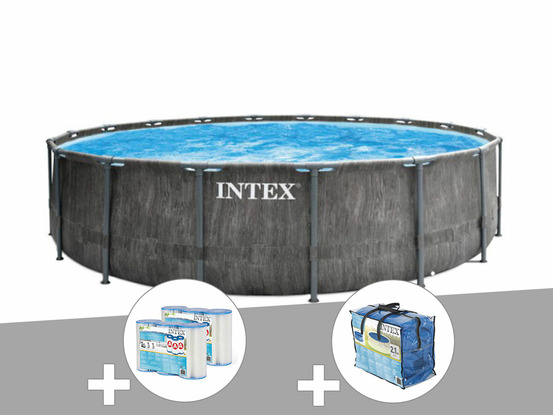 Kit piscine tubulaire baltik ronde 4,57 x 1,22 m + bâche à bulles + 6 cartouche