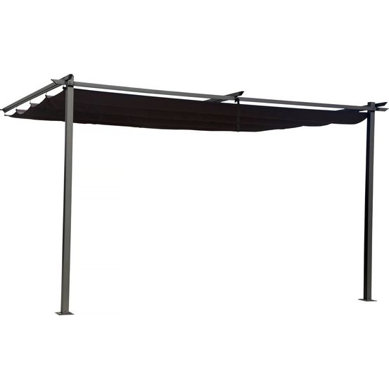 Pergola adossée en métal avec toit rétractable - 3 x 4 m - gris anthracite