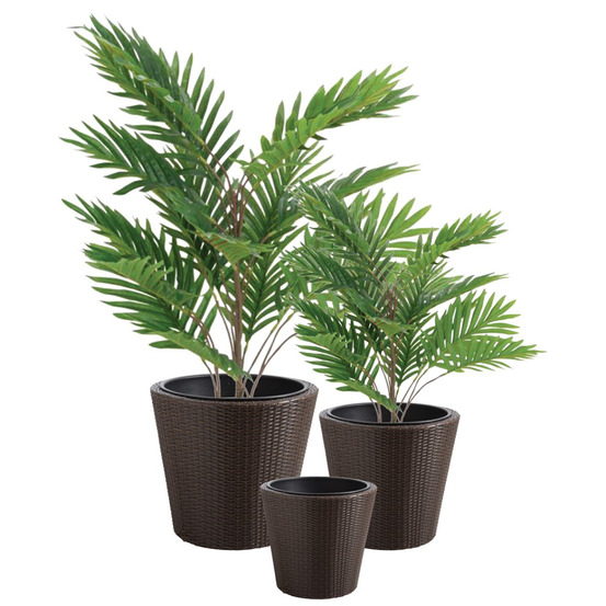 Cache-pots en résine tressée (lot de 3) ronde