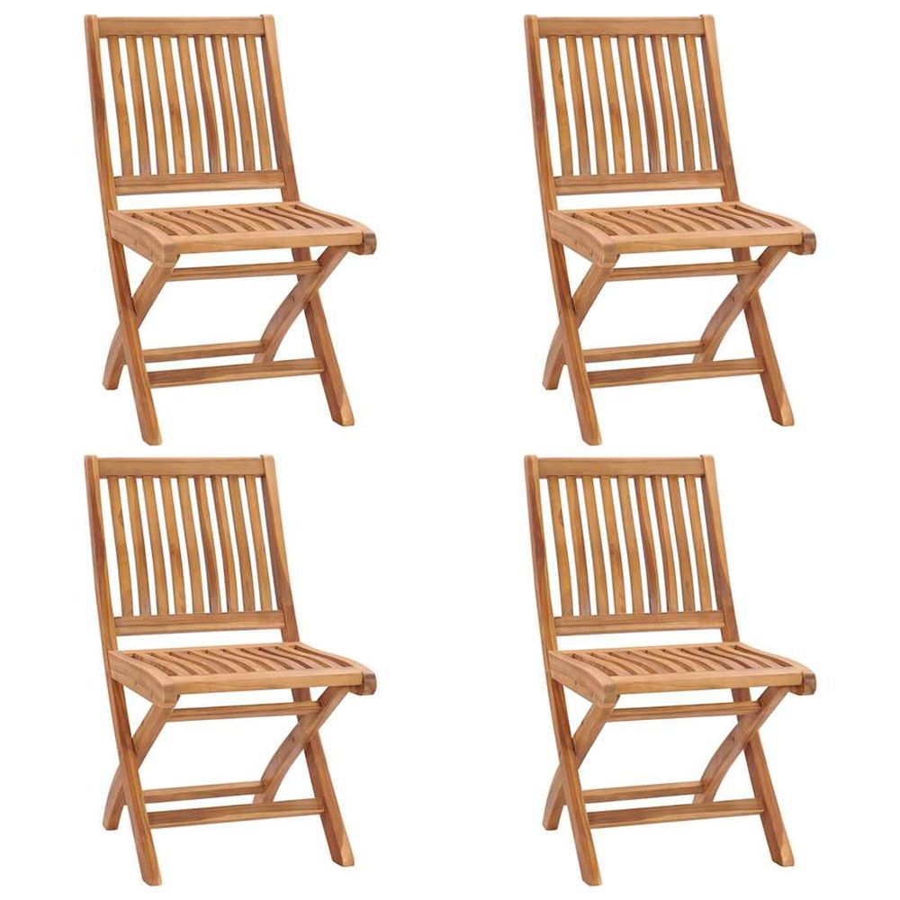 Chaises pliantes 4 pièces en teck massif