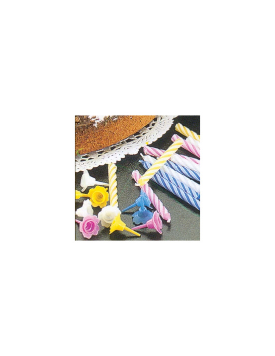 Lot de 24 bougies anniversaire +12 avec bobèches - metaltex