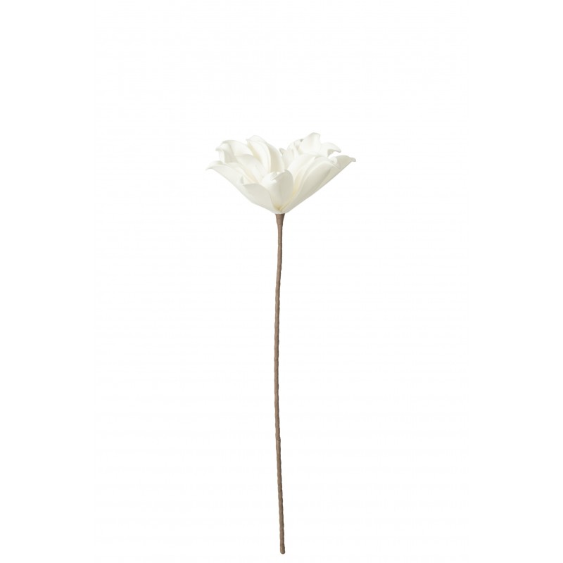 Fleur sur tige en synthétique blanc 76x15x11 cm