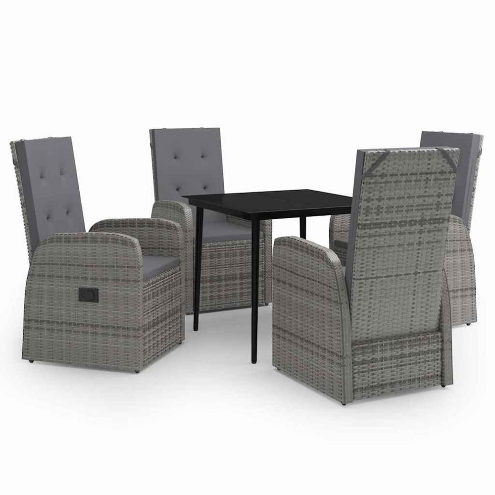 Ensemble à manger de jardin avec coussins 5 pcs gris
