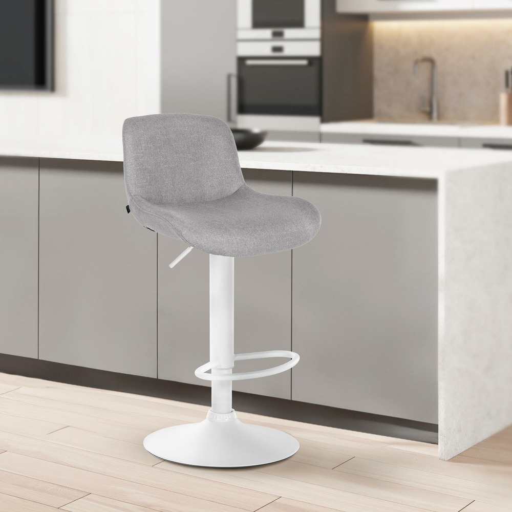 Tabouret de bar solon tissu blanc