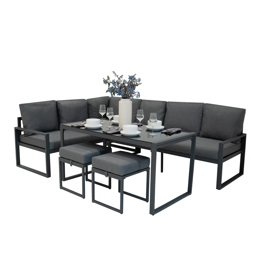 Ensemble de salon de jardin en aluminium – gris anthracite