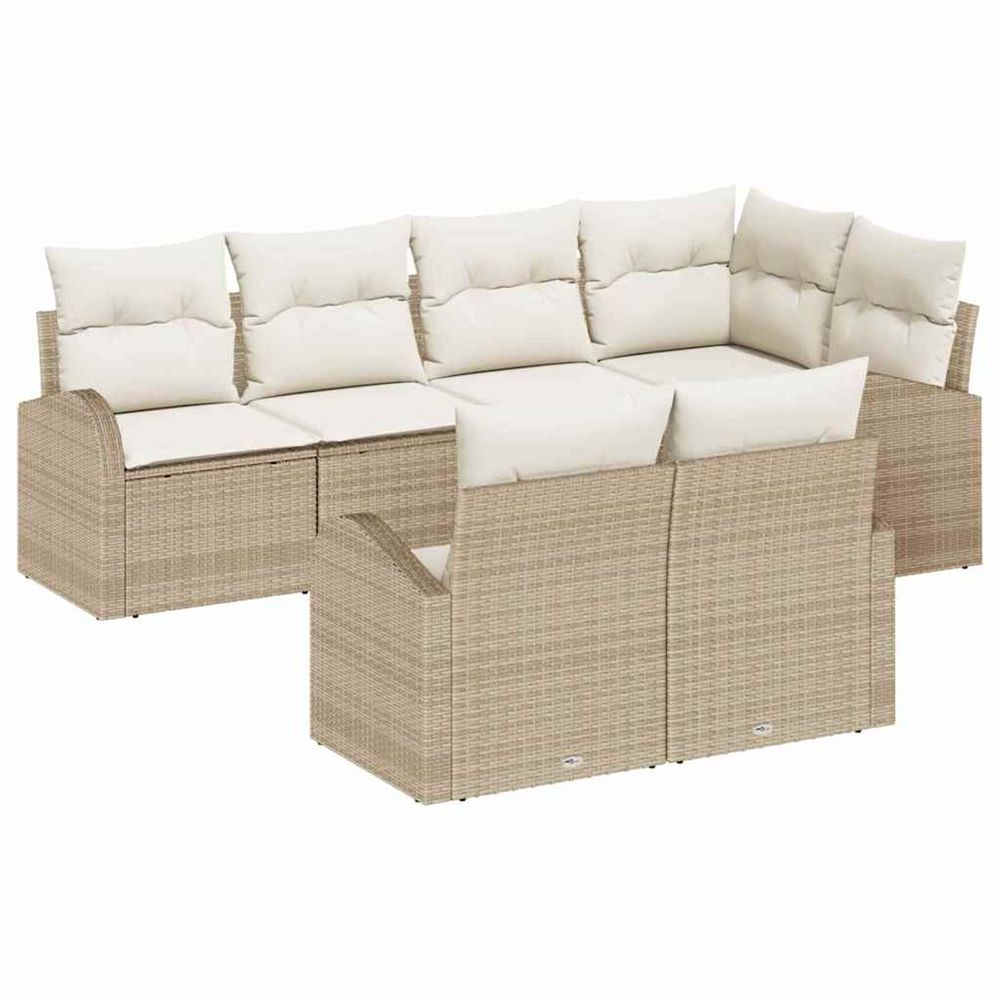 Ensemble de canapé de jardin 7 pc beige et blanc polyrotin