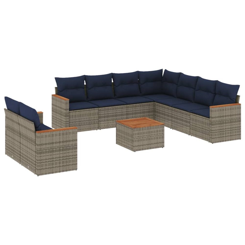 Ensemble de canapé de jardin 10 pcs avec coussins gris