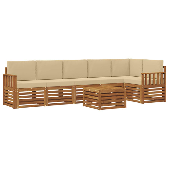 Ensemble de canapé d'angle avec coussin 7 pcs naturel et beige