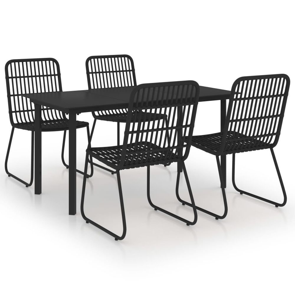 Ensemble à manger d'extérieur 5 pcs résine tressée et verre
