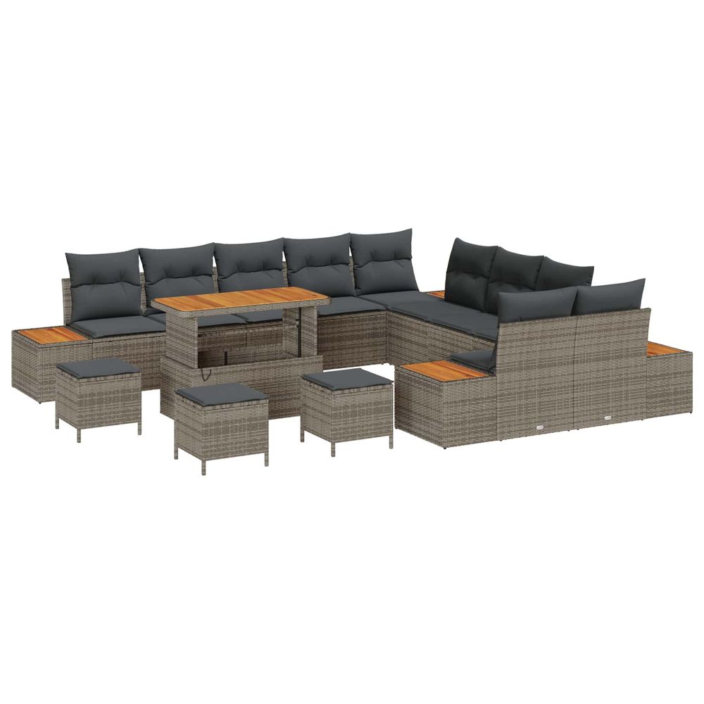 Ensemble de canapé de jardin 14 pc 13-nombre de places gris