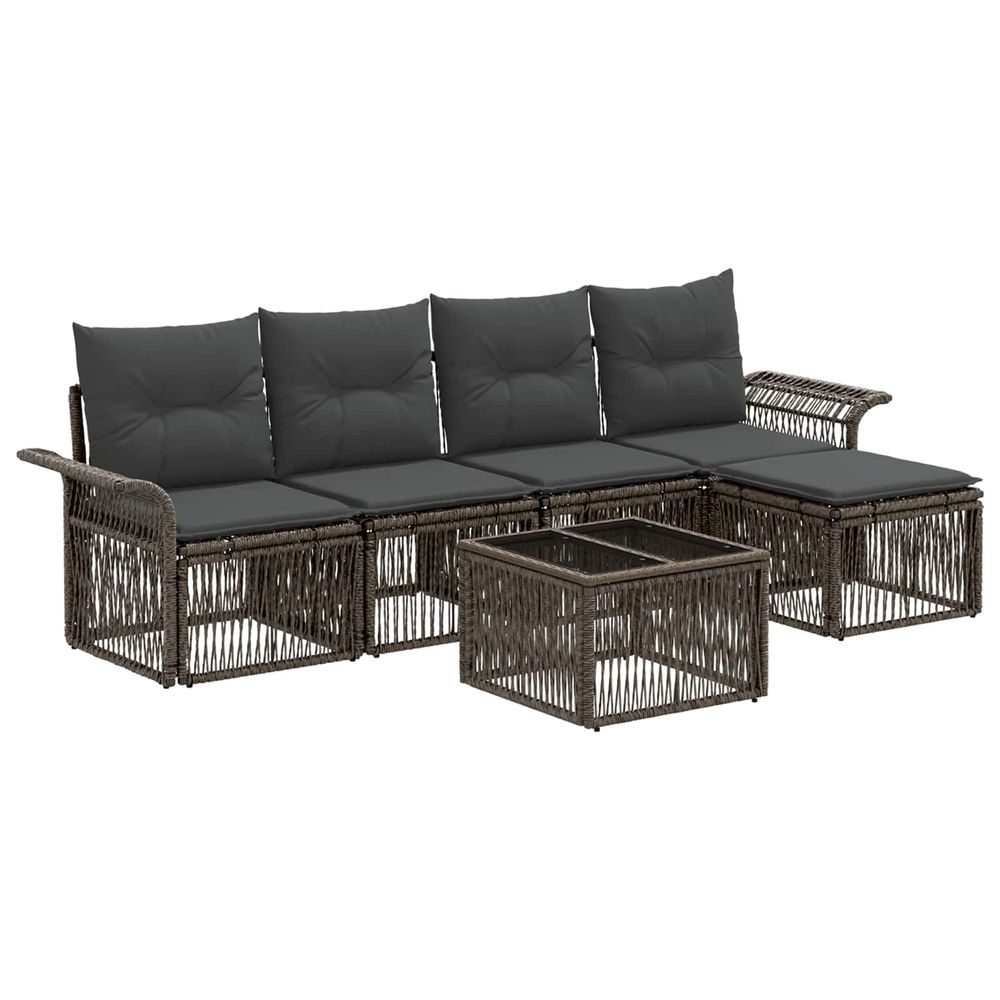 Ensemble de canapé de jardin 6 pc gris polyrotin