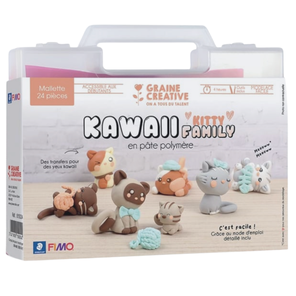 Kit fimo - coffret kitty family