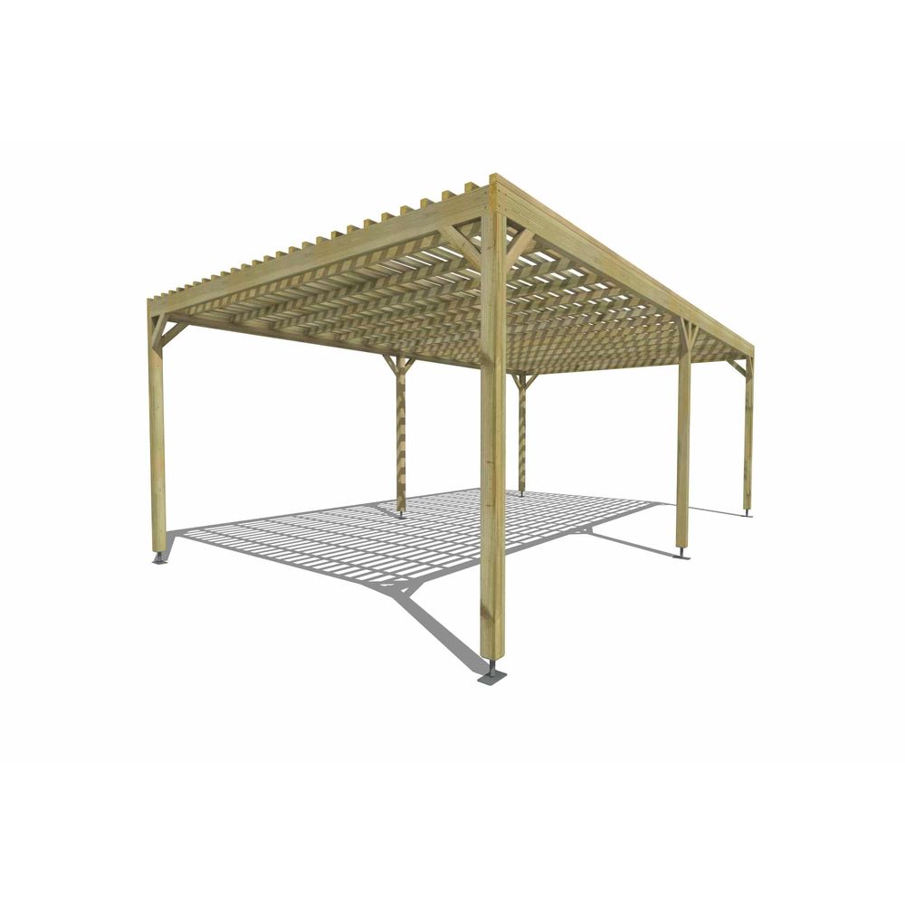 Pergola bois • 7m x 4m • indépendante • sens profondeur • lattage bois • livraison comprise