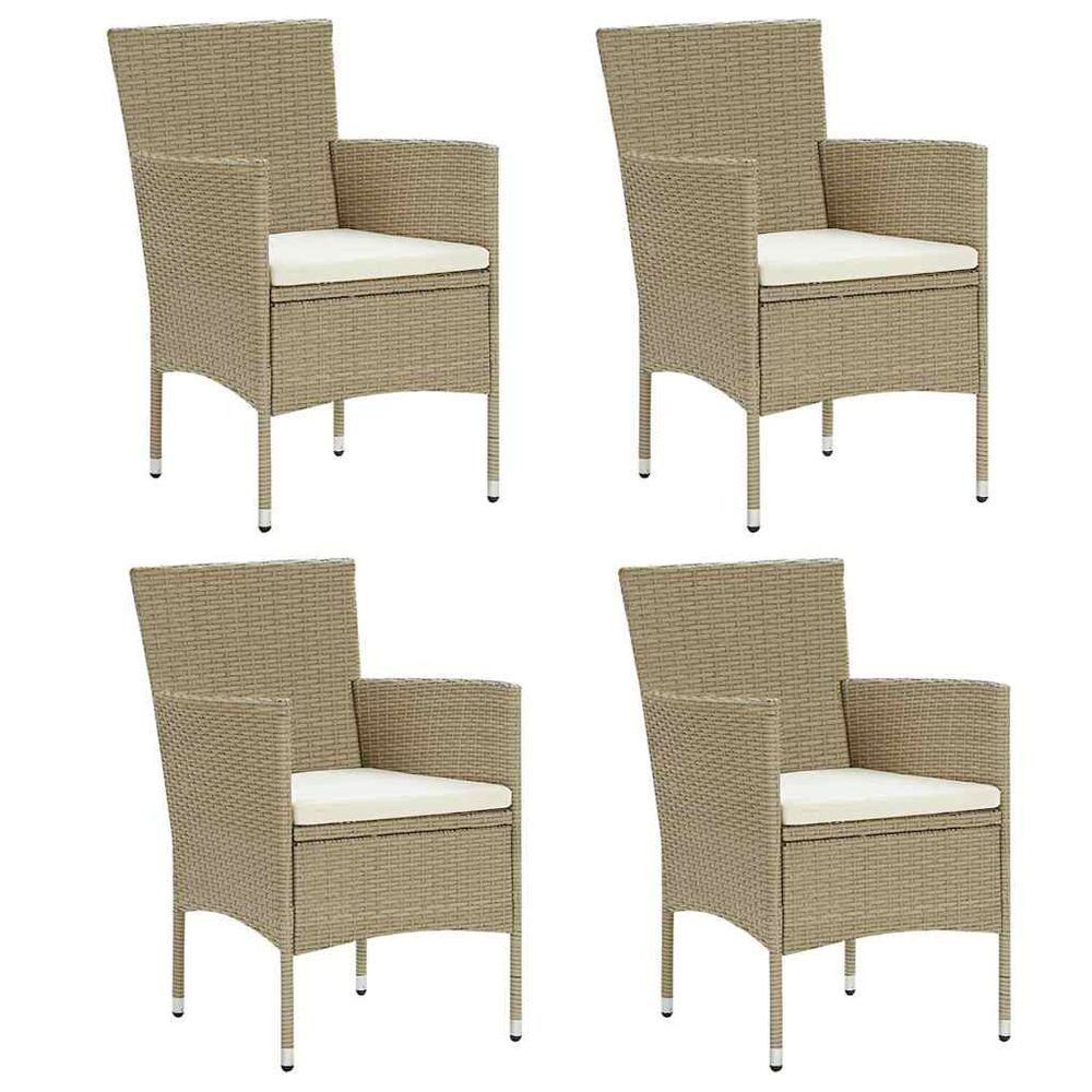 Chaises à manger de jardin lot de 4 résine tressée beige