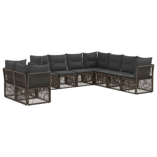 Ensemble de canapé de jardin 9 pcs gris polyrotin