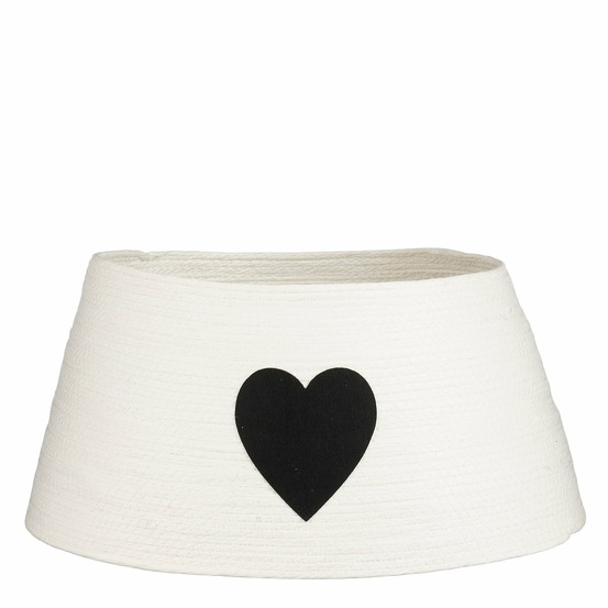 Mica decorations cache-pied de sapin de noël avec cœur - l50 x l50 x h26 cm - papier, feutre - blanc, noir