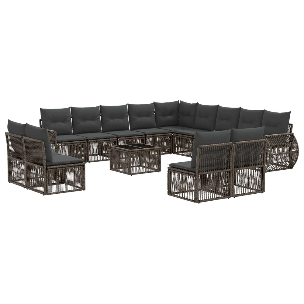 Ensemble de canapé de jardin 14 pcs gris et gris foncé