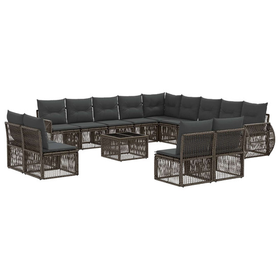 Ensemble de canapé de jardin 14 pcs gris et gris foncé