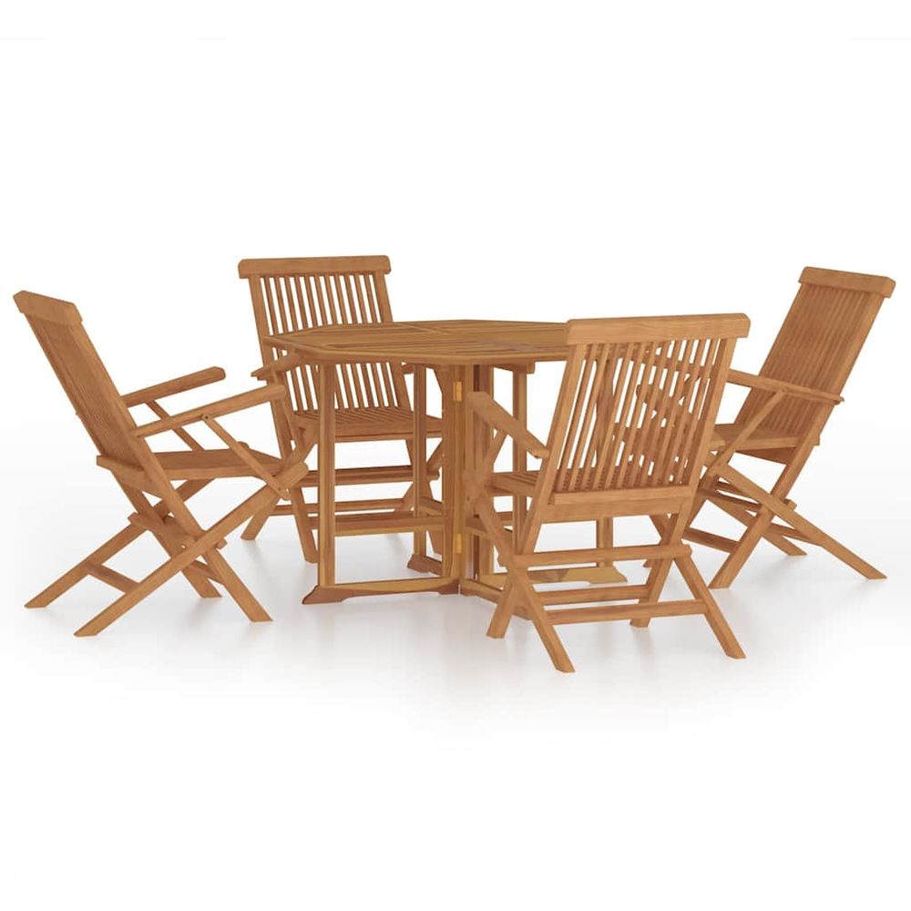Ensemble à manger d'extérieur pliable 5 pcs bois solide de teck