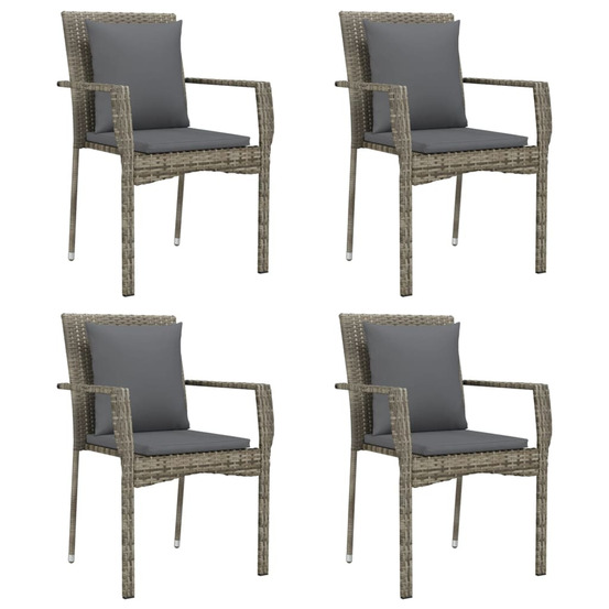 Chaises de jardin avec coussins lot de 4 résine tressée gris