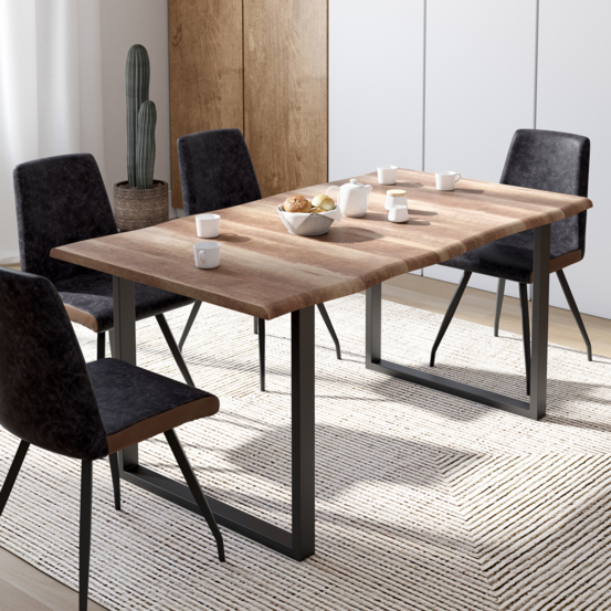 Table à manger rectangle dakota 6 personnes pieds forme en u design industriel 160 cm