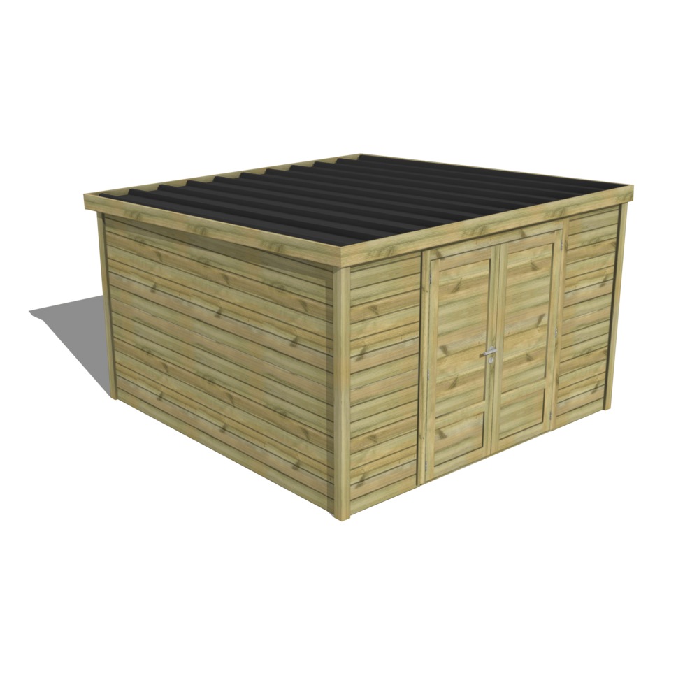 Abri de jardin bois pin traité autoclave 27mm - essentiel - 3,44x3,44m / 12m2 - bac acier - abri français