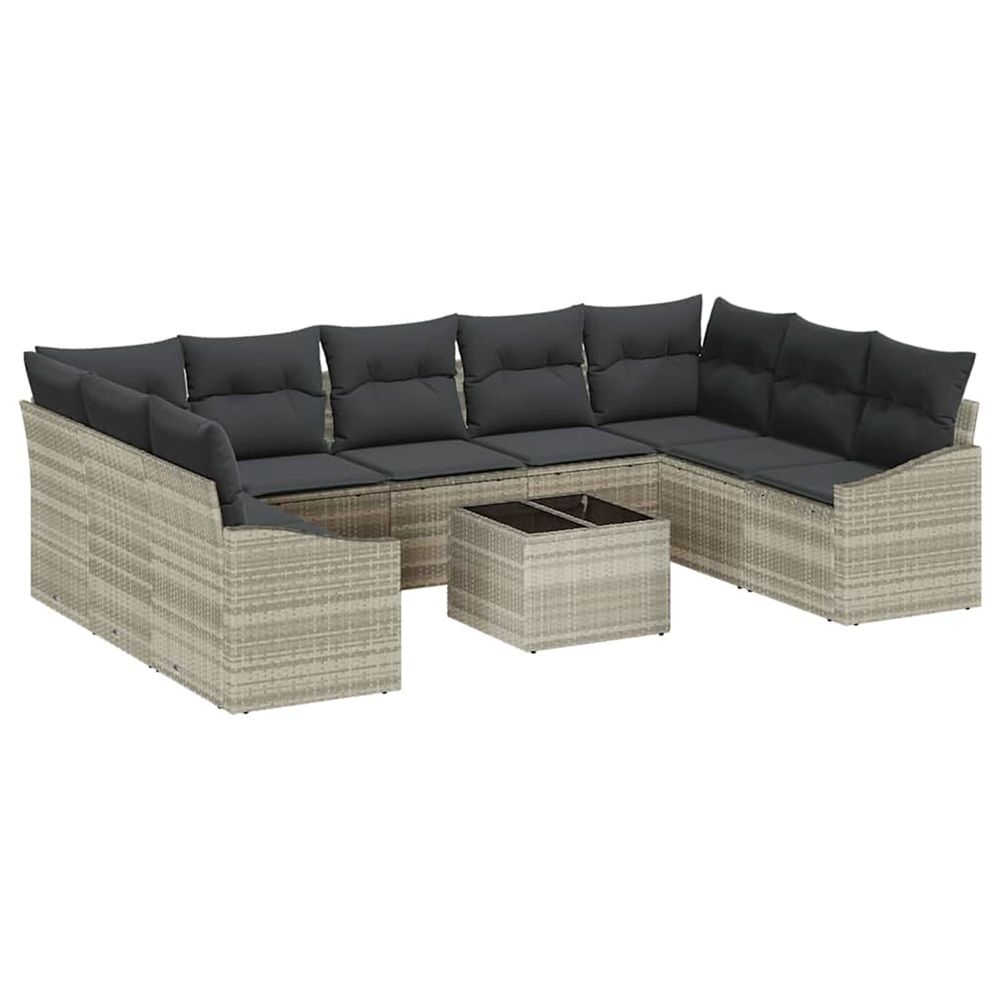 Ensemble de canapé de jardin 9 pc gris clair polyrotin