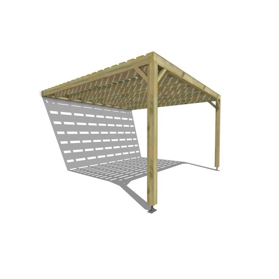 Pergola bois • 4m x 4m • adossée • sens profondeur • platelage bois • livraison comprise