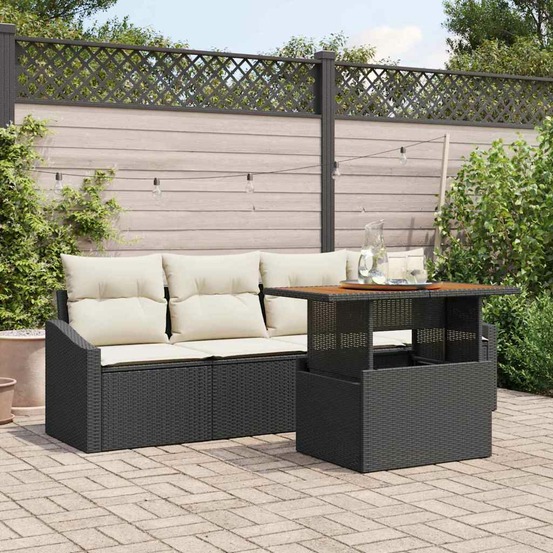 Ensemble de canapé de jardin 5 pcs noir poly rotin