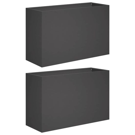 Cache-pot de jardin 2 pc noir 80 x 40 x 50 cm