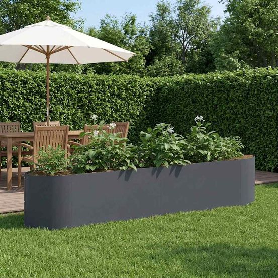 Jardin surélevé acier potager urbain culture plantes herbes 220x40x40cm anthracite