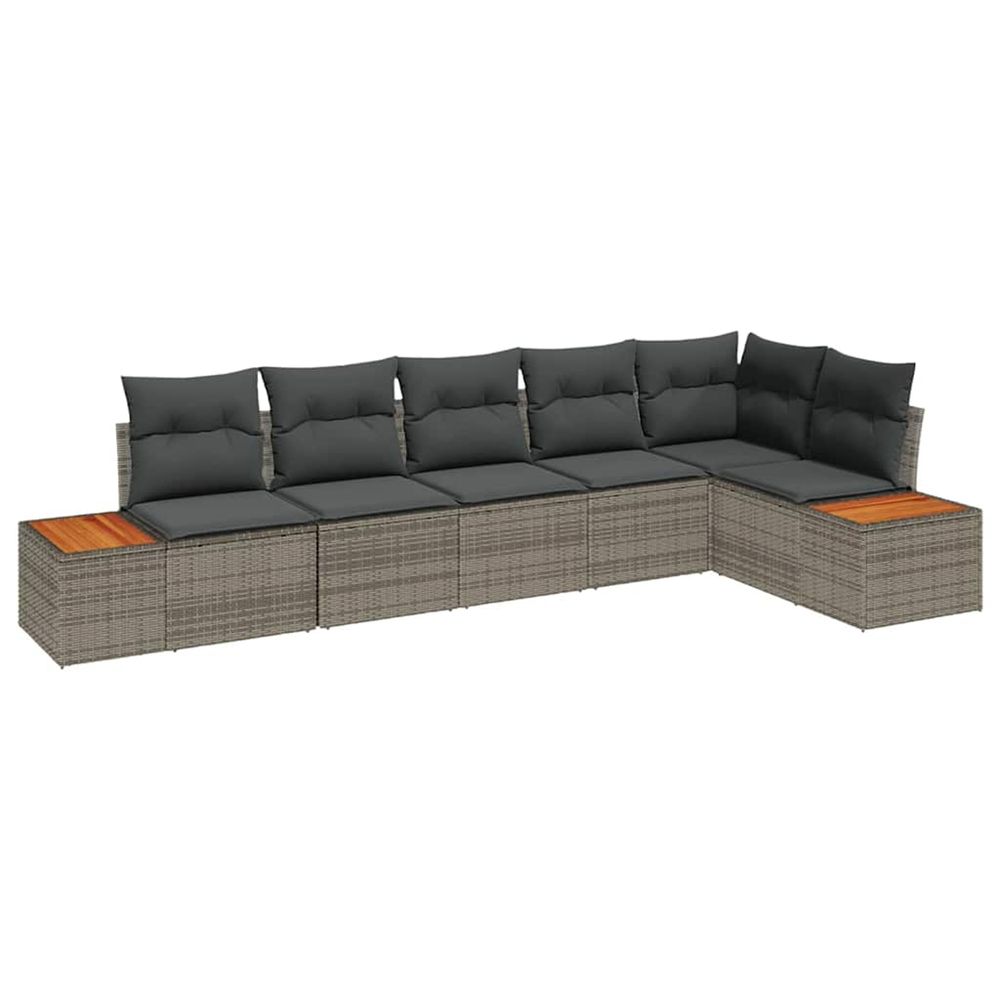 Ensemble de canapé de jardin 6 pc 6-nombre de places gris