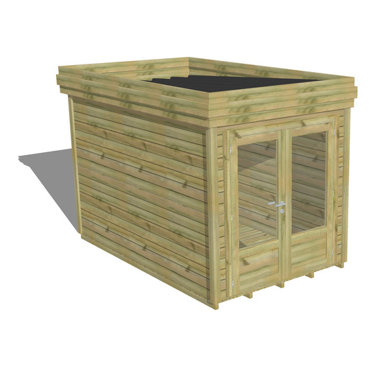 Abri de jardin bois pin traité autoclave 27mm - 2,14x3,44m / 7m2 - bac acier - plancher bois