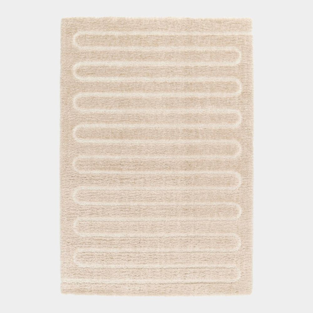 Tapis zig-zag caramel - motif en relief & velours doux - 120 x 170 cm