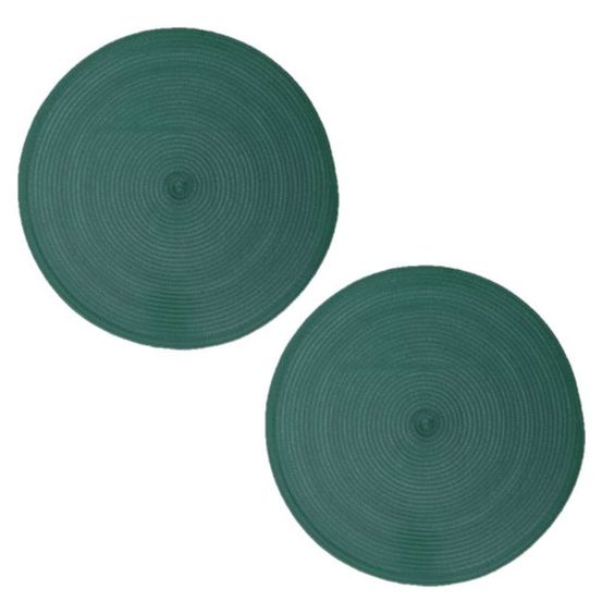 Lot de 2 sets de table tressés ronds - diam. 38 cm - noir