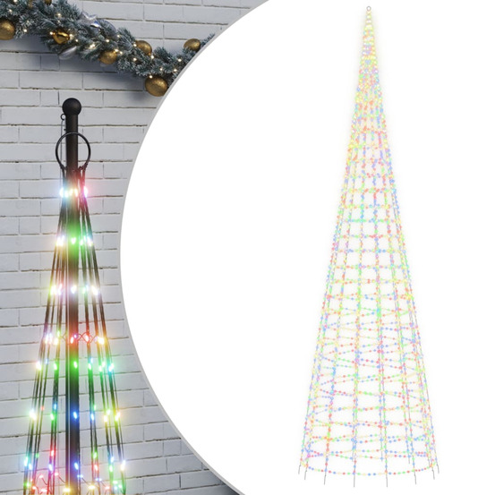 Sapin de noël à led sur mât de drapeau 3000 led coloré 800 cm