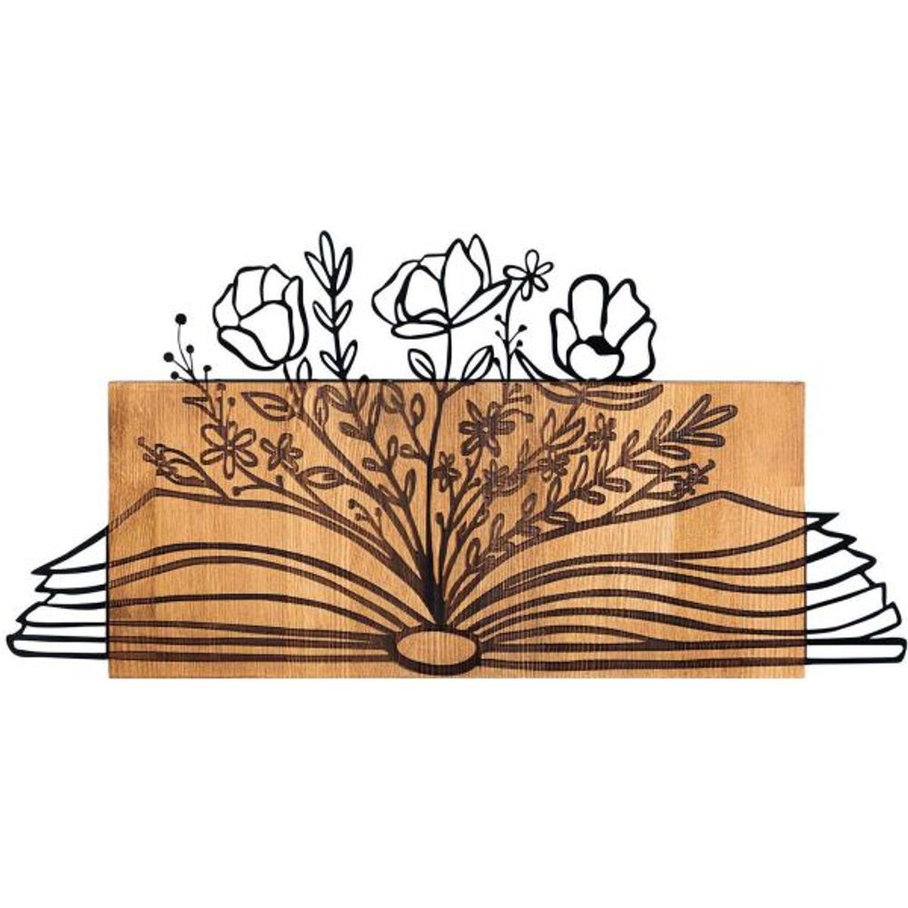 Décoration murale en bois et métal florale flower book