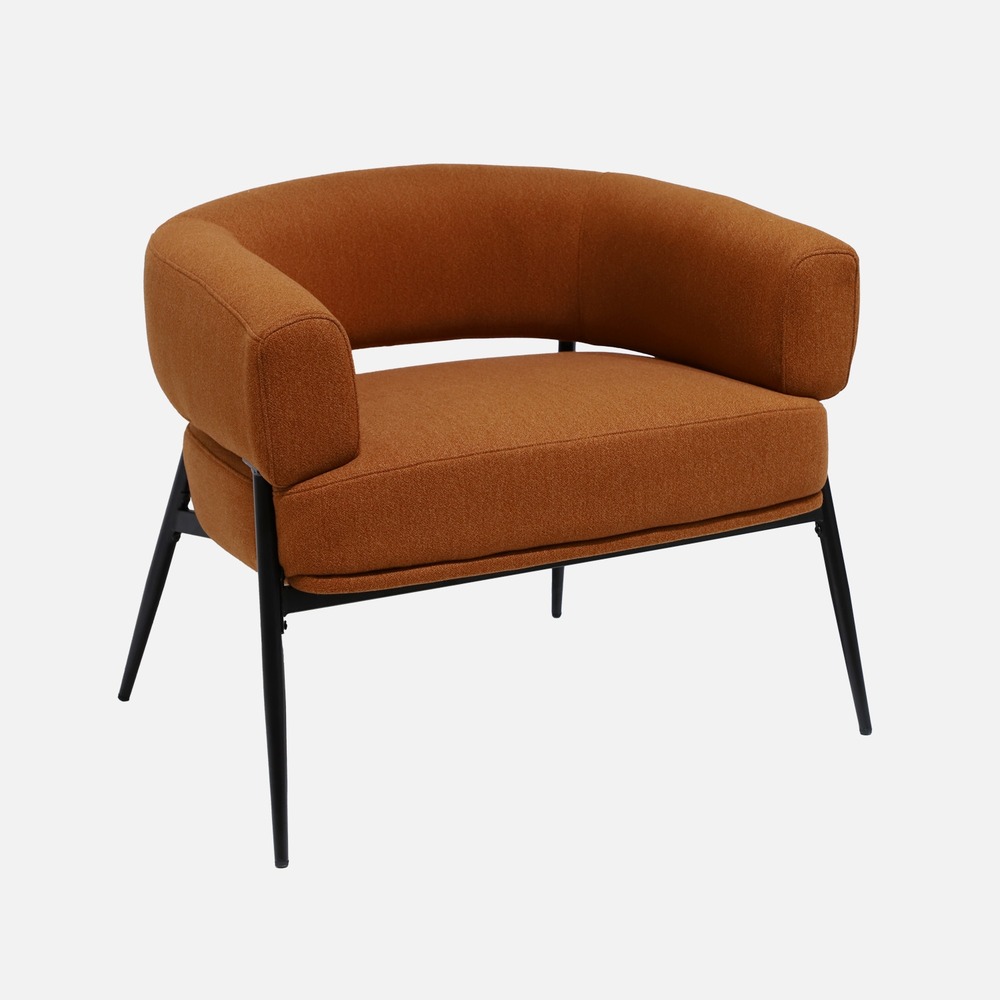 Fauteuil tissu dossier incurvé piétement métal l 81,5 x p 72,5 x h 69 cm - cristo