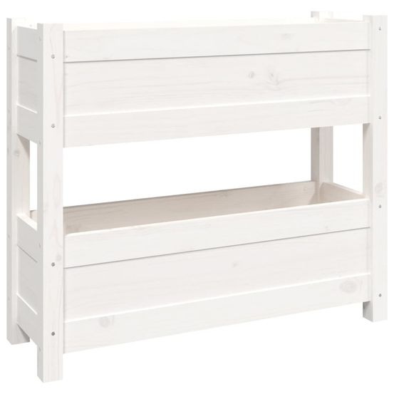 Jardinière blanc 77x25x66 cm bois massif de pin